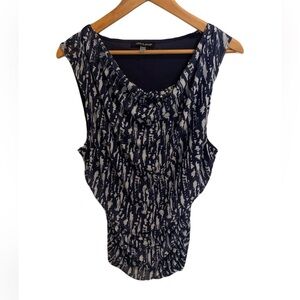 Cable & Gauge Blue & White Cowl Neck Sleeveless Top XL